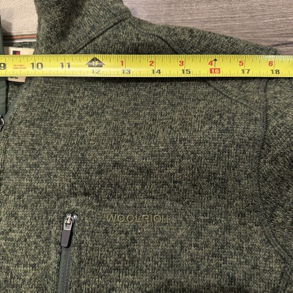 Woolrich Sweater Fleece Quarter Zip Mens M Pullover Green Heather Outdoors - Picture 4 of 8